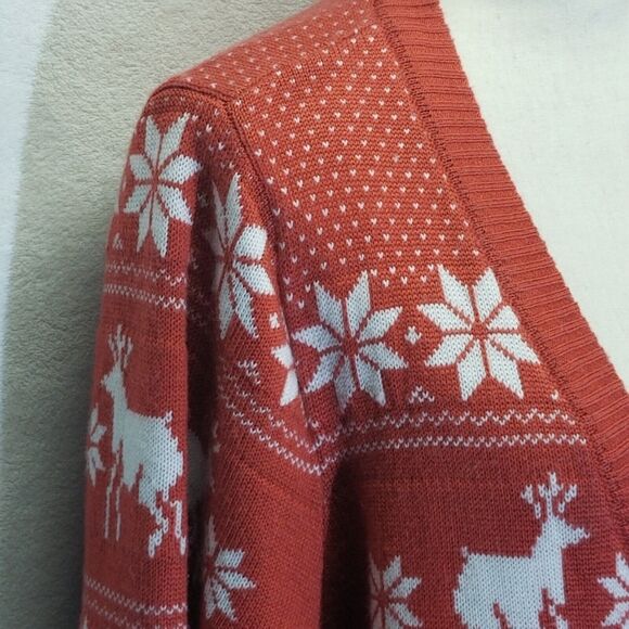 Tipsy Elves XL Sweater Dress Red Fair Isle Deep V-Neck Long Sleeve Soft Holiday - Picture 5 of 9